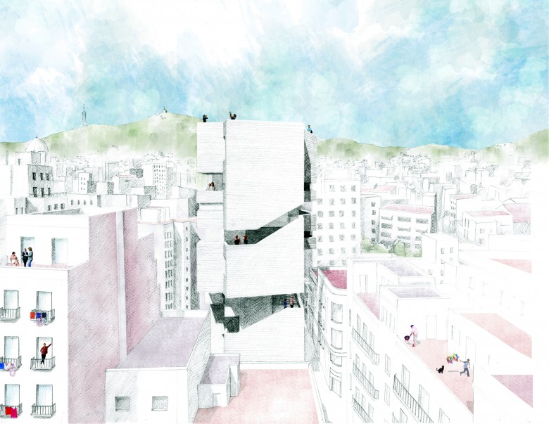 Projet d’équipement sportif à Barcelone, 1er prix Trophée Béton 2015-2016 ©Anémone Degand