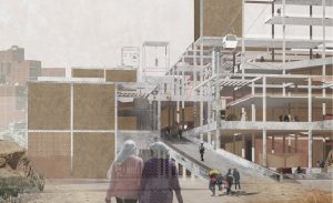 Cheminée de l’usine de traitement des déchets vue du parc ©Kienlen Alexandra & Hirtzlin Tom, PFE